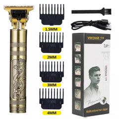 Hair Trimming Vintage T9 Electric Hair Clipper Hair Cutting Machine Professional Men Electric Shaver Rechargeable Trimmer for Men Mini is Easy to use ( gold)