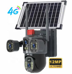 4G Sim card monitoring V380 4Lens 3 lens 12MP 6K outdoor security network camera 360 gimbal IP CCTV wireless solar energy