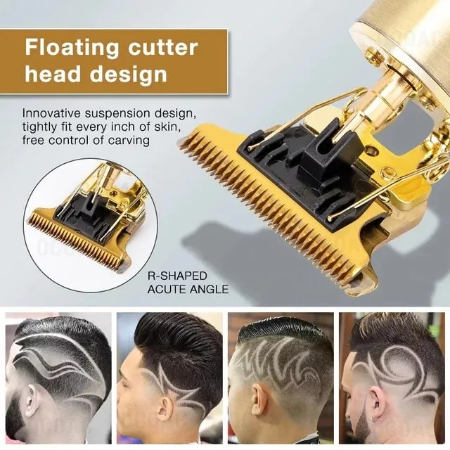 Hair Trimming Vintage T9 Electric Hair Clipper Hair Cutting Machine Professional Men Electric Shaver Rechargeable Trimmer for Men Mini is Easy to use ( gold)