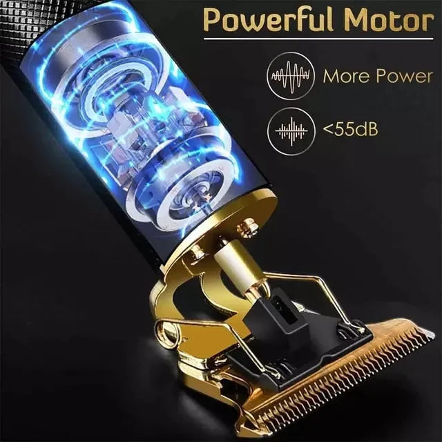 Hair Trimming Vintage T9 Electric Hair Clipper Hair Cutting Machine Professional Men Electric Shaver Rechargeable Trimmer for Men Mini is Easy to use ( gold)